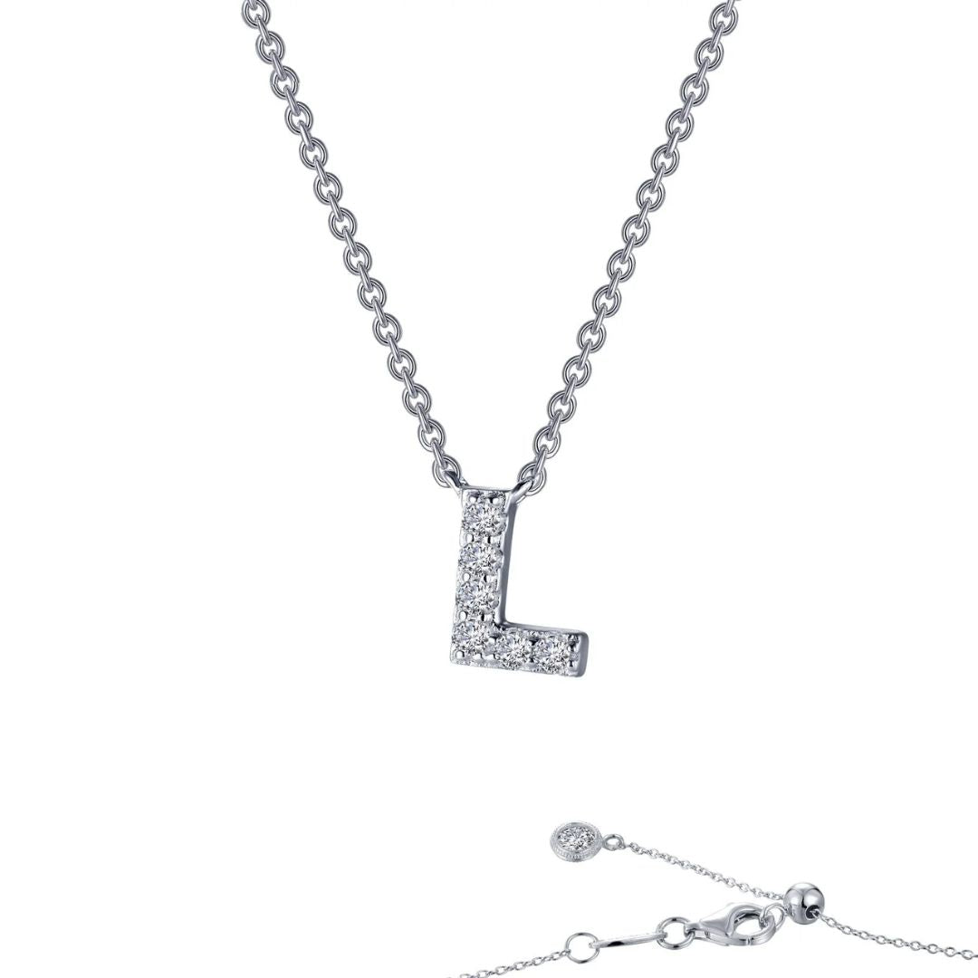 Sterling Silver Initial "L" Block Letter Initial Necklace