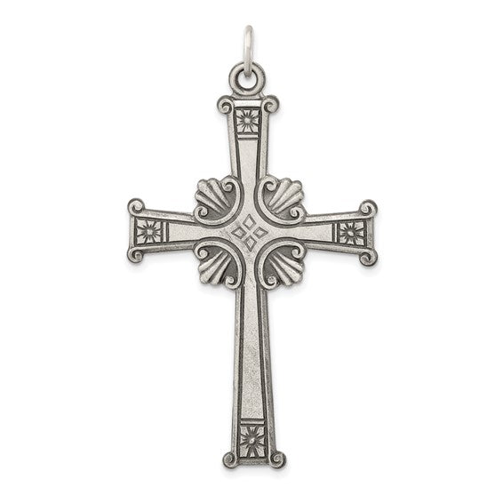 STERLING ANTIQUED CROSS PENDAN