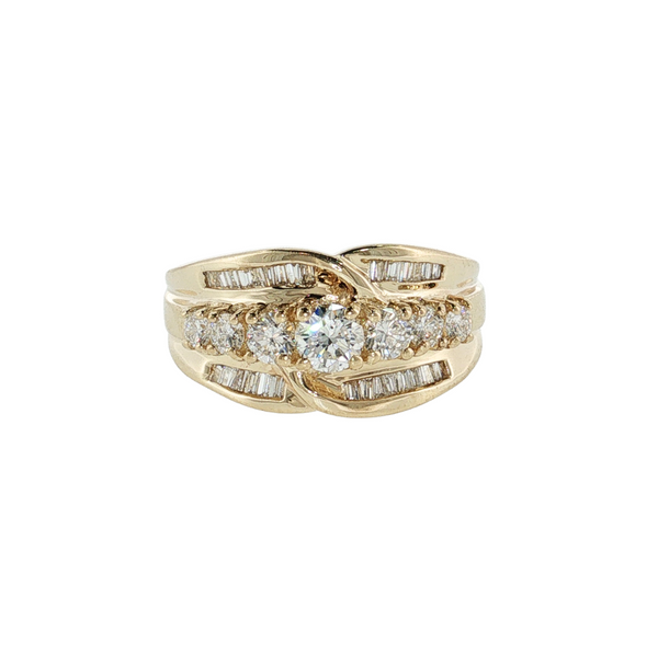 Estate 14kt Yellow Gold 1ctw Diamond Crossover Ring