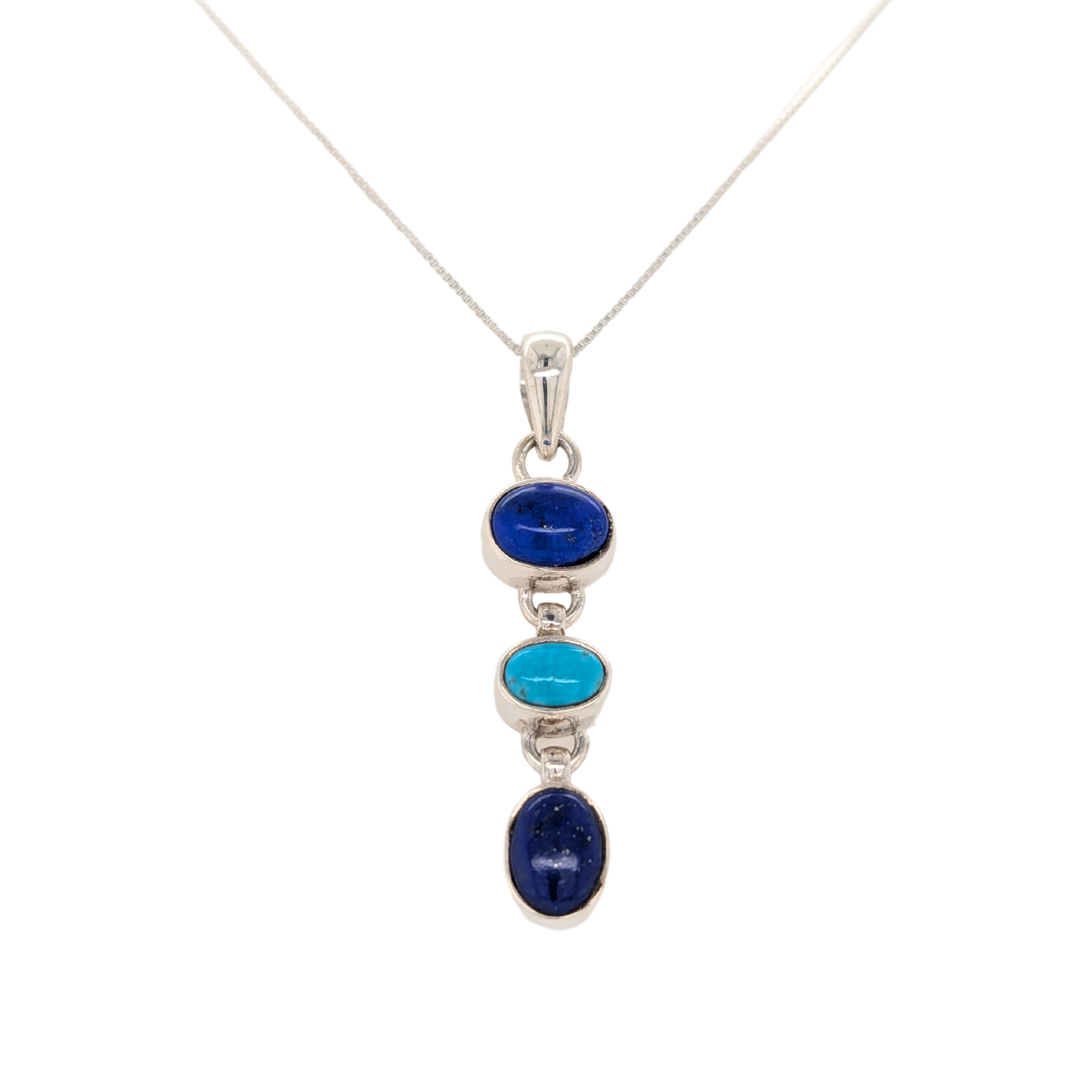 Sterling Silver Lapis Lazuli Drop Pendant with Chain
