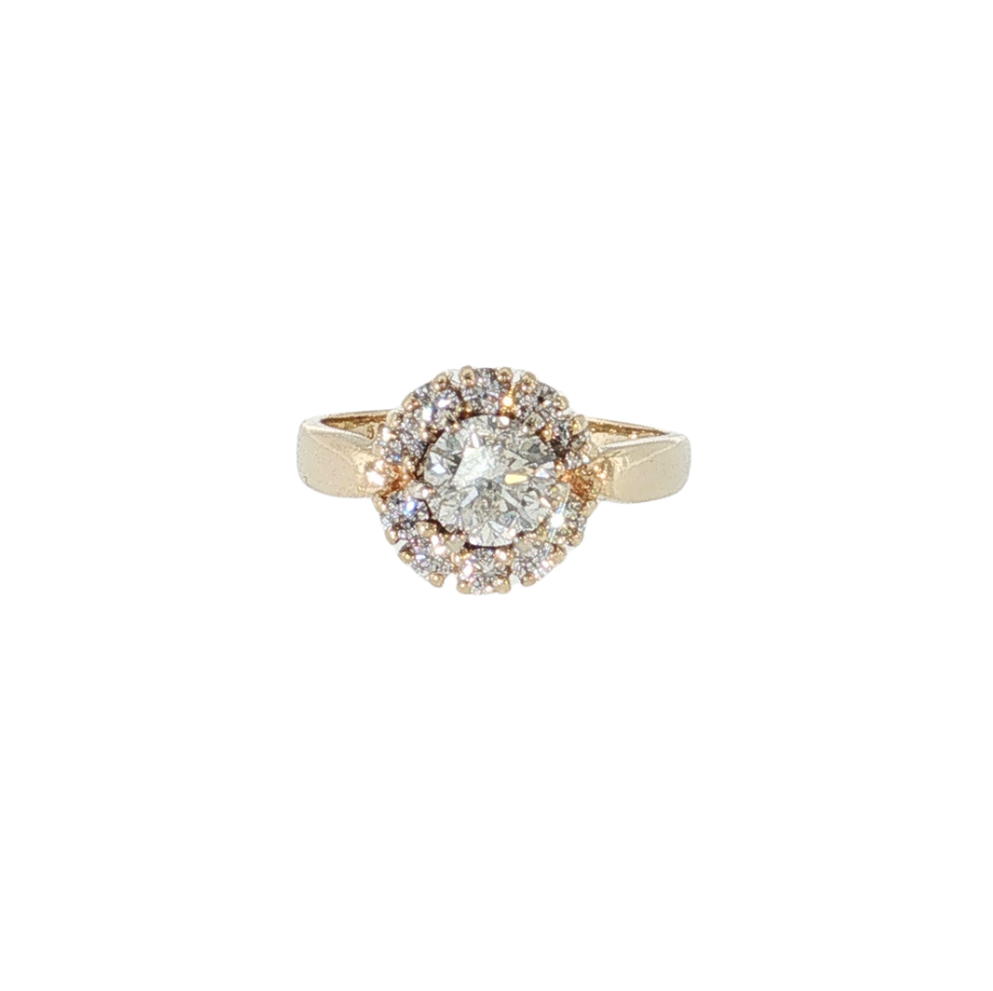 Estate 14kt Yellow Gold 1.05ctw Diamond Halo Engagement Ring .80ct RBC Center I SI2