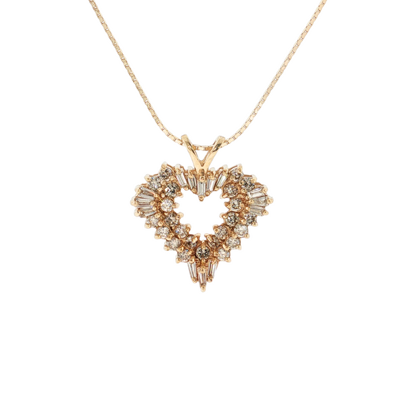 14KY DIA 1CTW HEART W/ 18IN BOX CHAIN