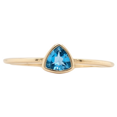 14K Yellow Gold Trillian Blue Topaz Stackable Ring