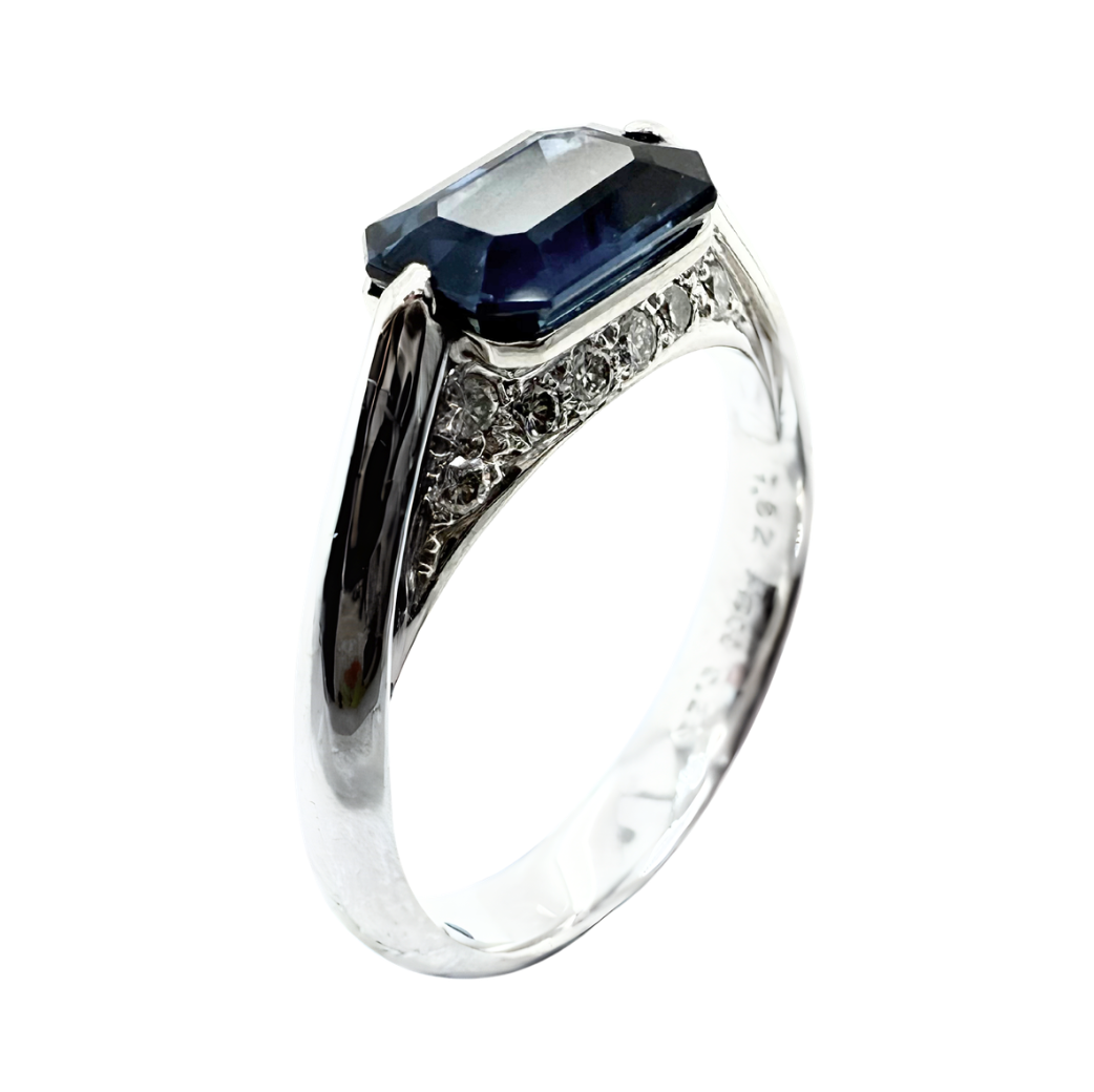 Estate Platinum 1.82ct Sapphire .28ctw Diamond Ring