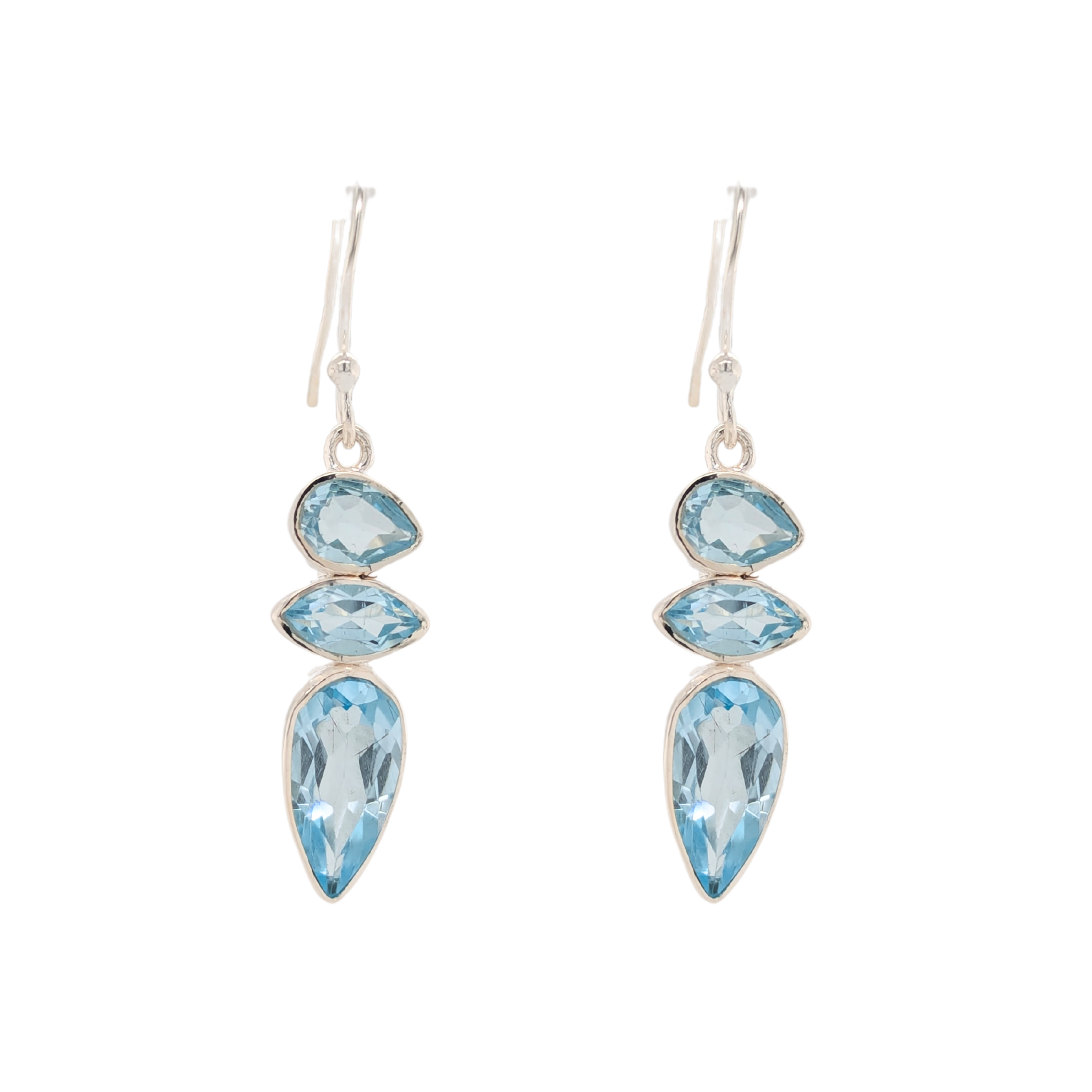 Sterling Silver Topaz Earrings in Blue