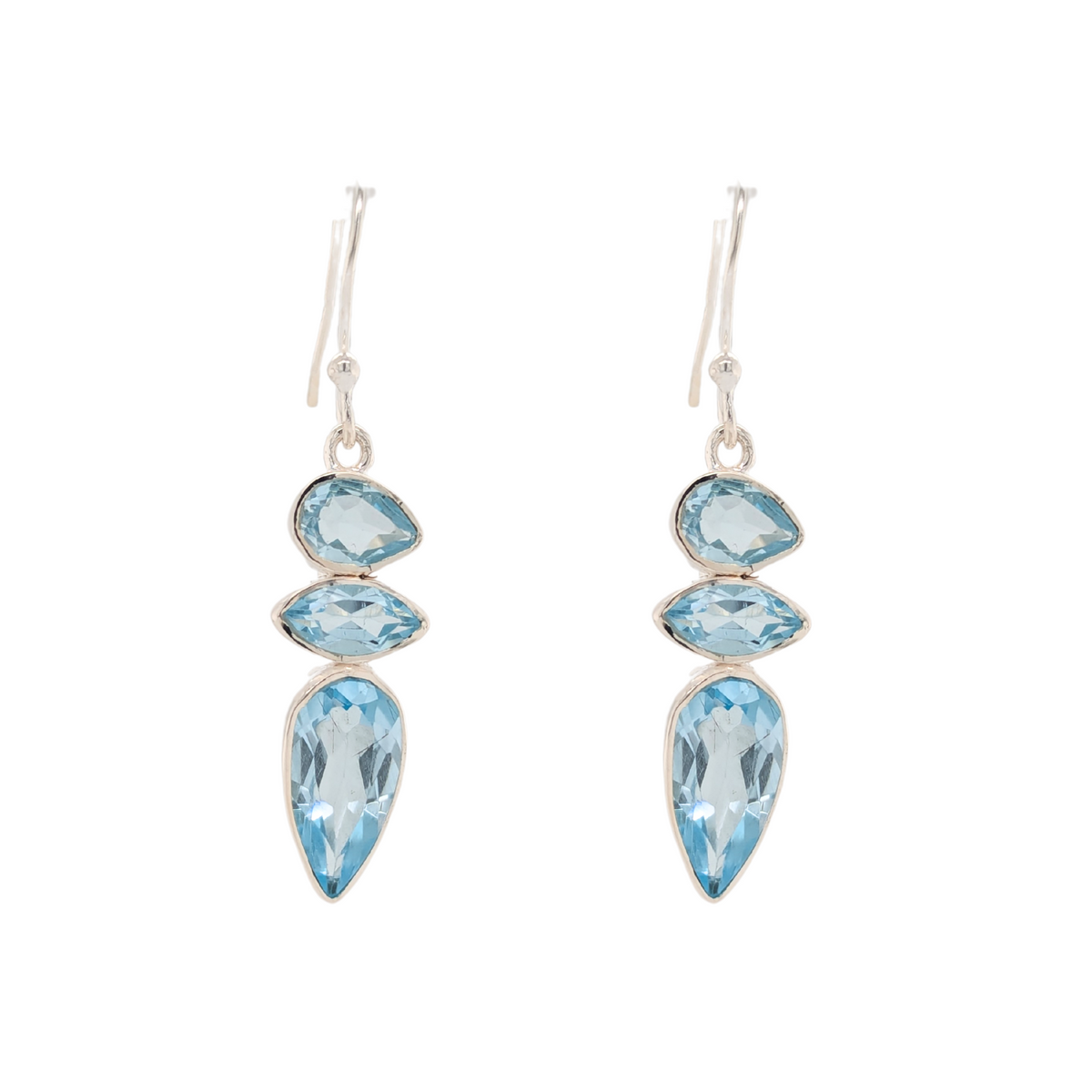 Sterling Silver Topaz Earrings in Blue