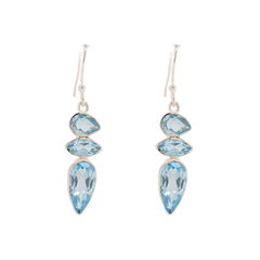 Sterling Silver Topaz Earrings in Blue