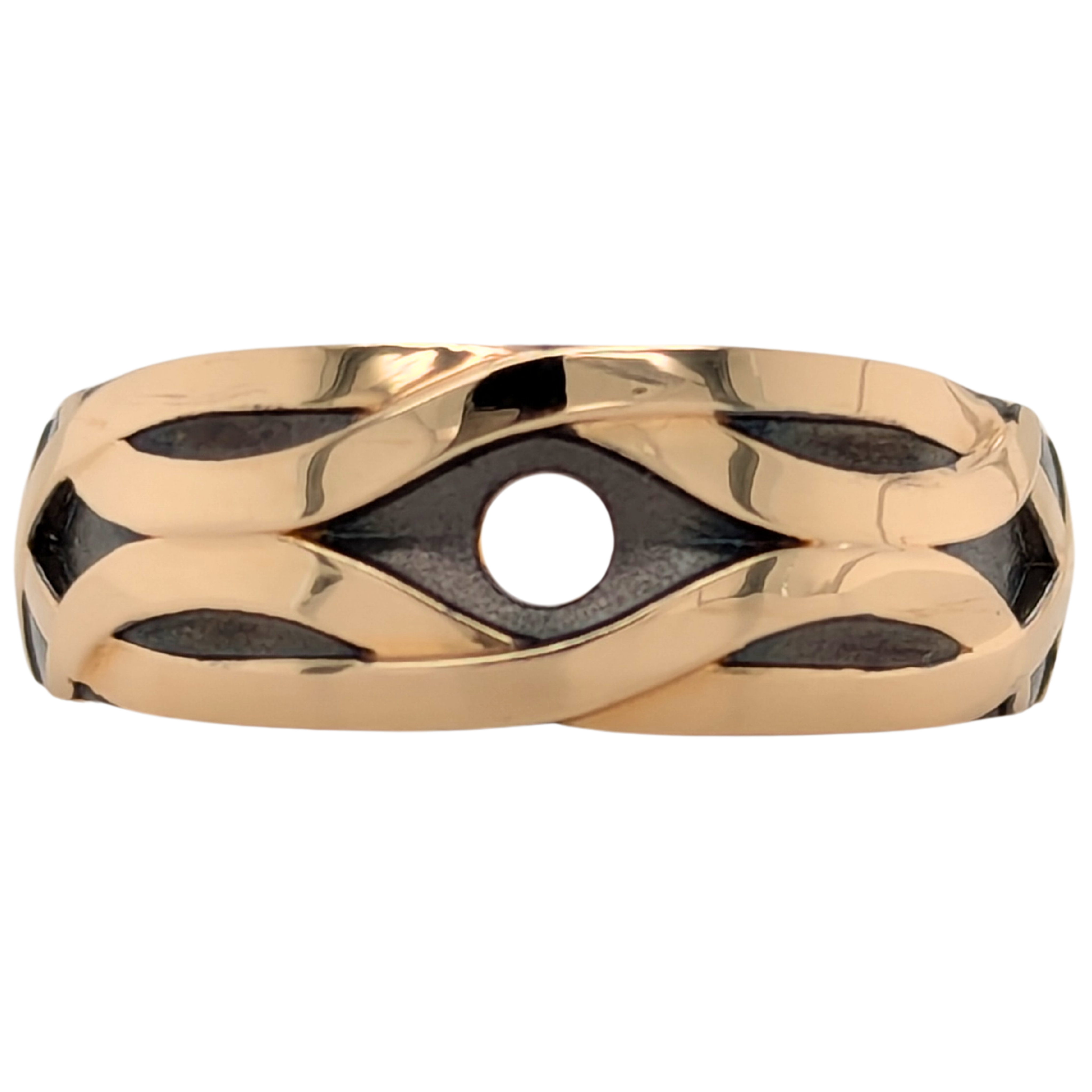 14K Yellow Gold Men's Recessed Woven Band Semi-Mount