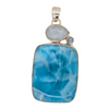 Sterling Silver Larimar Large Pendant with Moonstone Accents