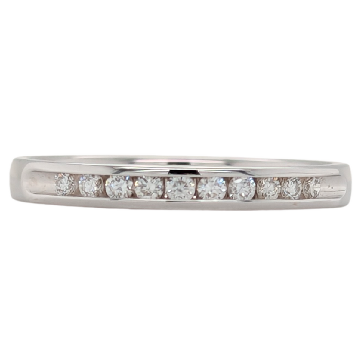 14K White Gold Channel Set 1/10CTW Diamond Ring