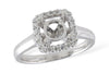 14K White Gold Square Halo Diamond Semi-Mount Engagement Ring
