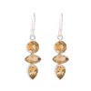 Sterling Silver Citrine Three Stone Dangle Earrings