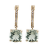 14kt Yellow Gold 4.40ctw Prasiolite .07ctw Diamond Dangles