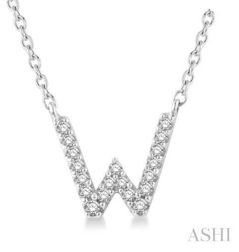 10K Gold "W" Diamond Initial Necklace