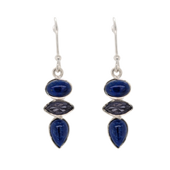 Sterling Silver Lapis Lazuli & Iolite Gemstone Dangle Earrings