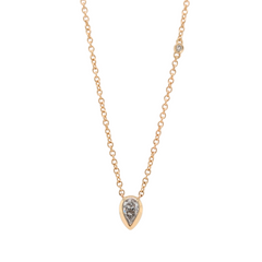 14K Yellow Gold Pear Diamond Bezel Necklace