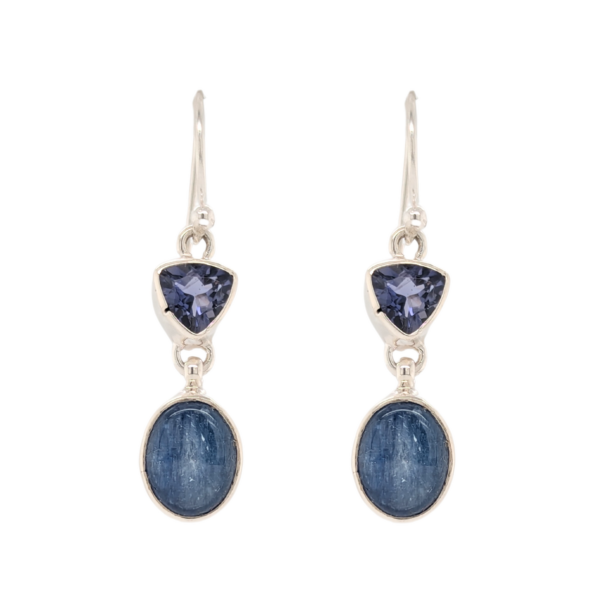 Sterling Silver Iolite & Kyanite Dangle Petite Earrings