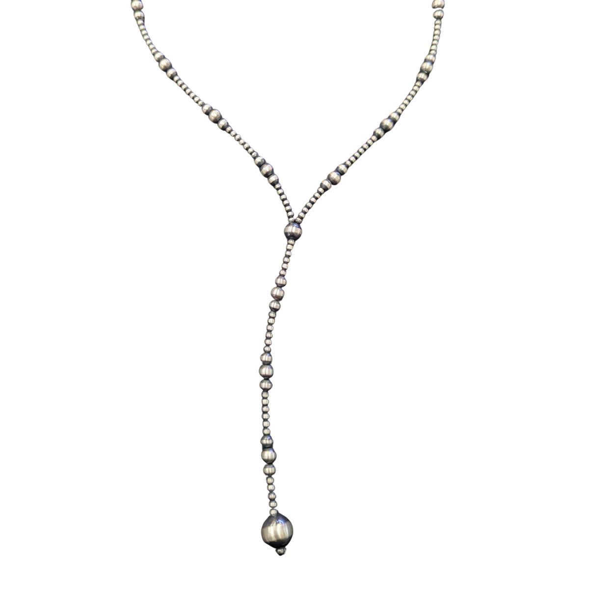 Estate: Sterling Silver Navajo Pearl Lariat Necklace