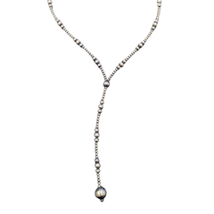 Estate: Sterling Silver Navajo Pearl Lariat Necklace