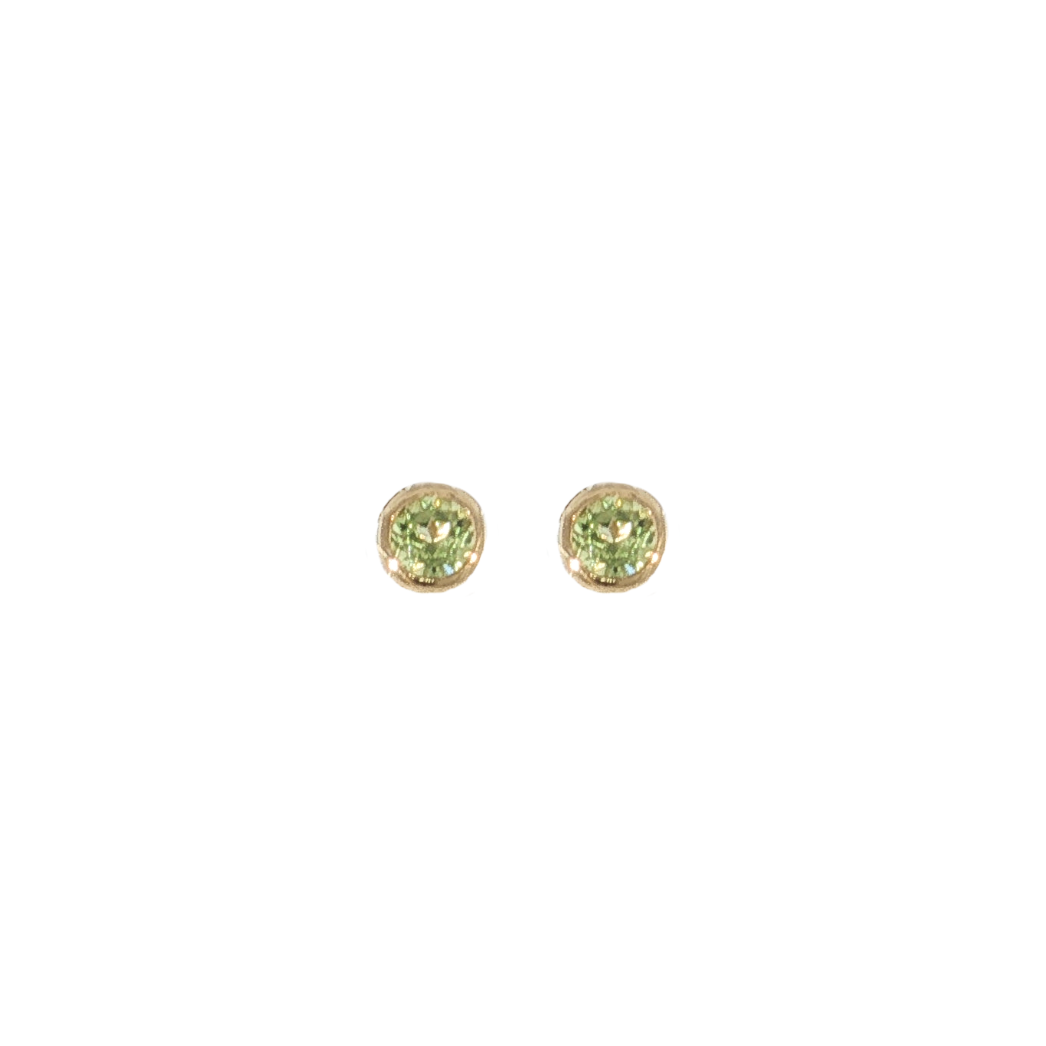 14kt Yellow Gold .36ctw Bezel Set Peridot Studs