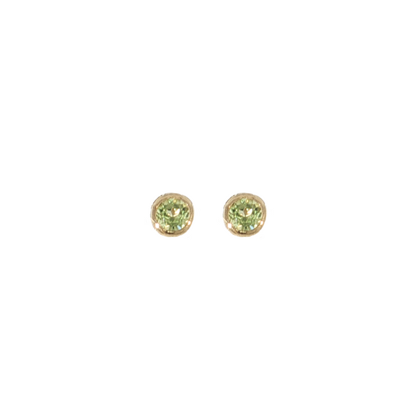 14K YG .36CTW BEZEL SET PERIDOT STUDS