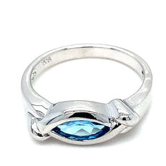 Sterling Silver Marquise East-West Blue Topaz Ring