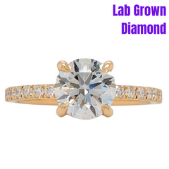 14K Yellow Gold 1.53CT Center Lab Grown Diamond Hidden Halo Engagement Ring