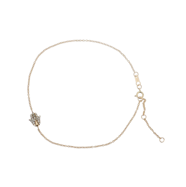 14kt Yellow Gold Hamsa Diamond Bracelet.