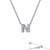 Sterling Silver Initial "N"CZ Block Letter Initial Necklace