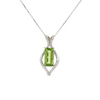 14KW 3.20CT CHECKERBOARD CUT PERIDOT .22CTE G-H SI DIA NECKLACE
