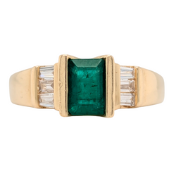 Estate: 14K Yellow Gold 1CT Channel Set Ring with Baguettes