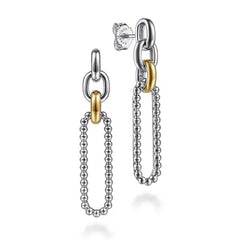 14K Yellow Gold and 925 Sterling Silver Bujukan Link Stud Earrings