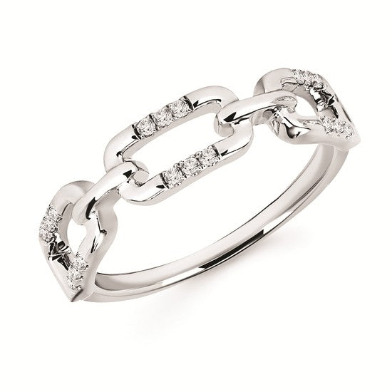 14K White Gold Modern Diamond Stackable Ring