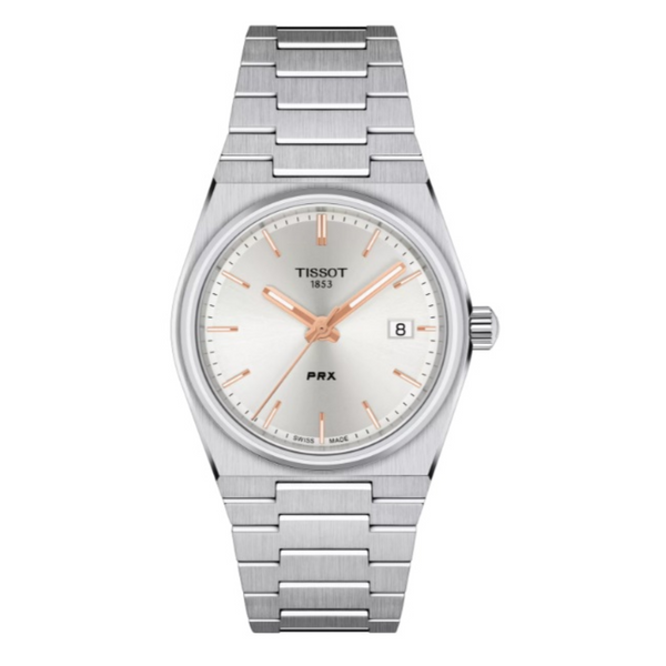 Tissot PRX 35MM Stainless Watch with Rose Accents