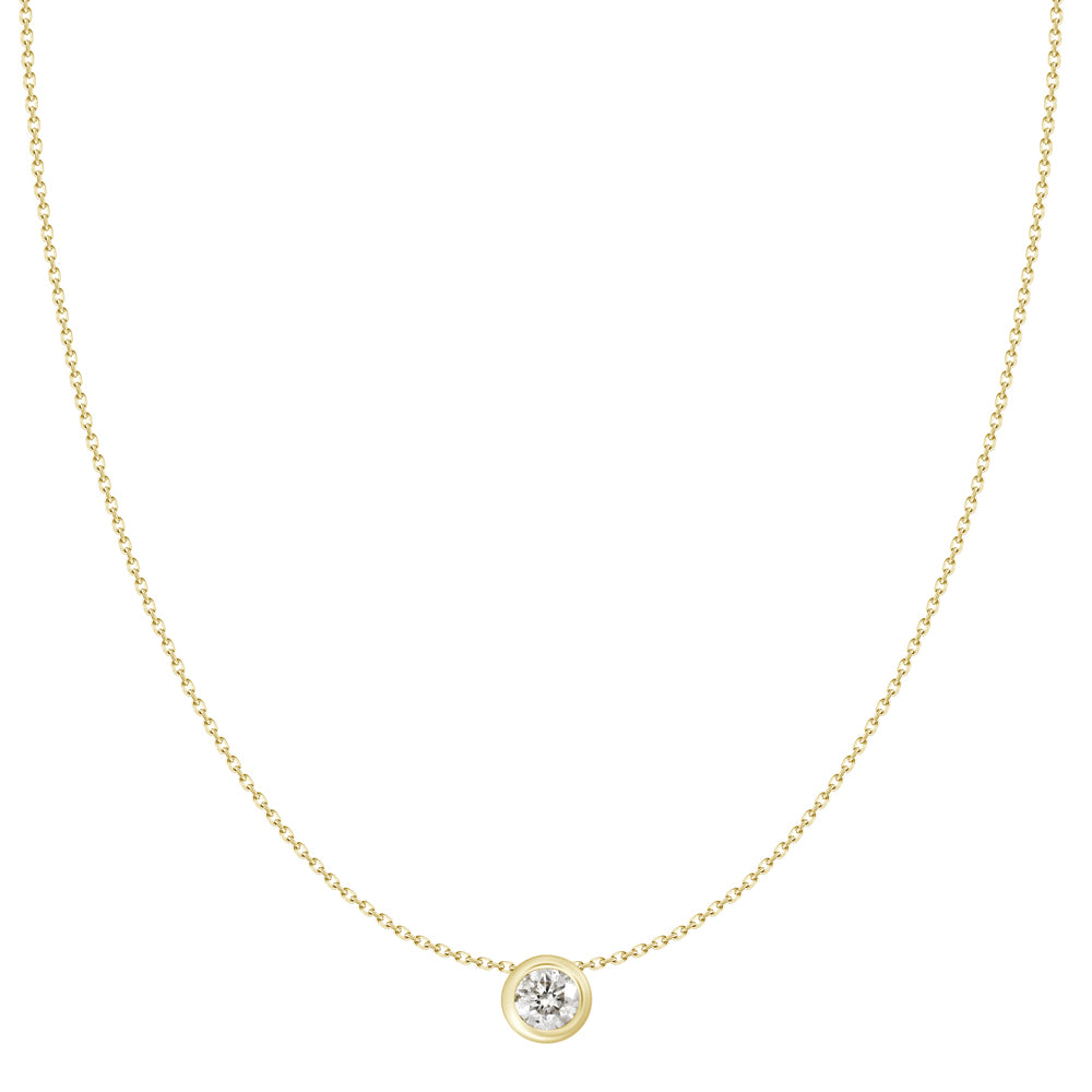18K Yellow Gold Bezel Set Diamond Necklace
