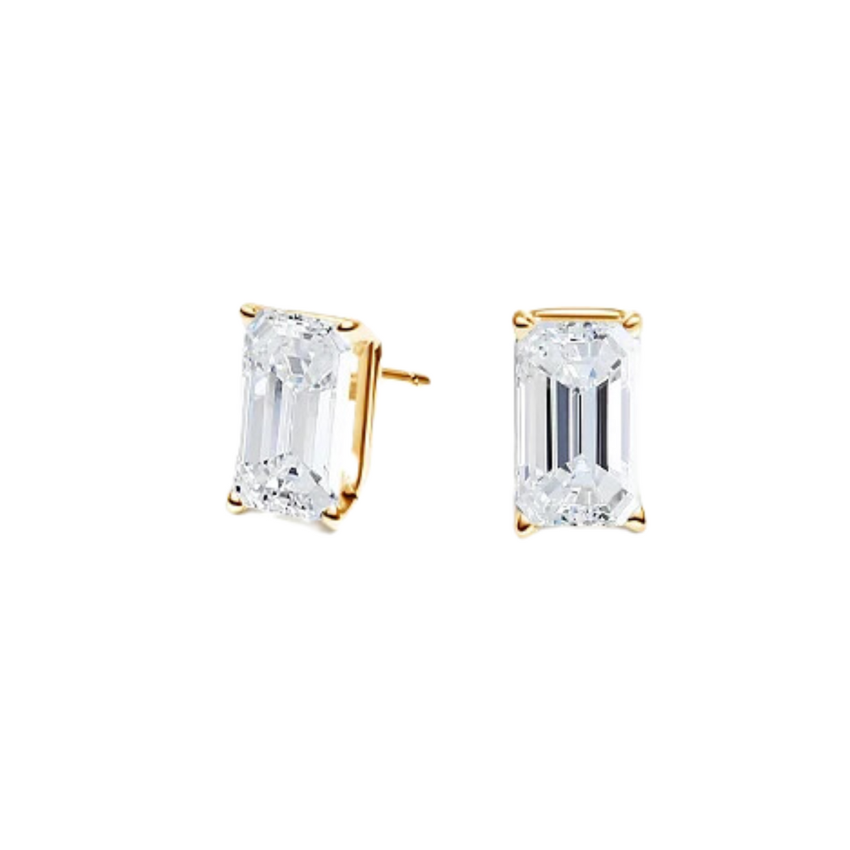 18K Yellow Gold Emerald Cut Diamond Studs .38CTW