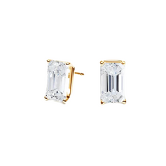 18K Yellow Gold Emerald Cut Diamond Studs .38CTW