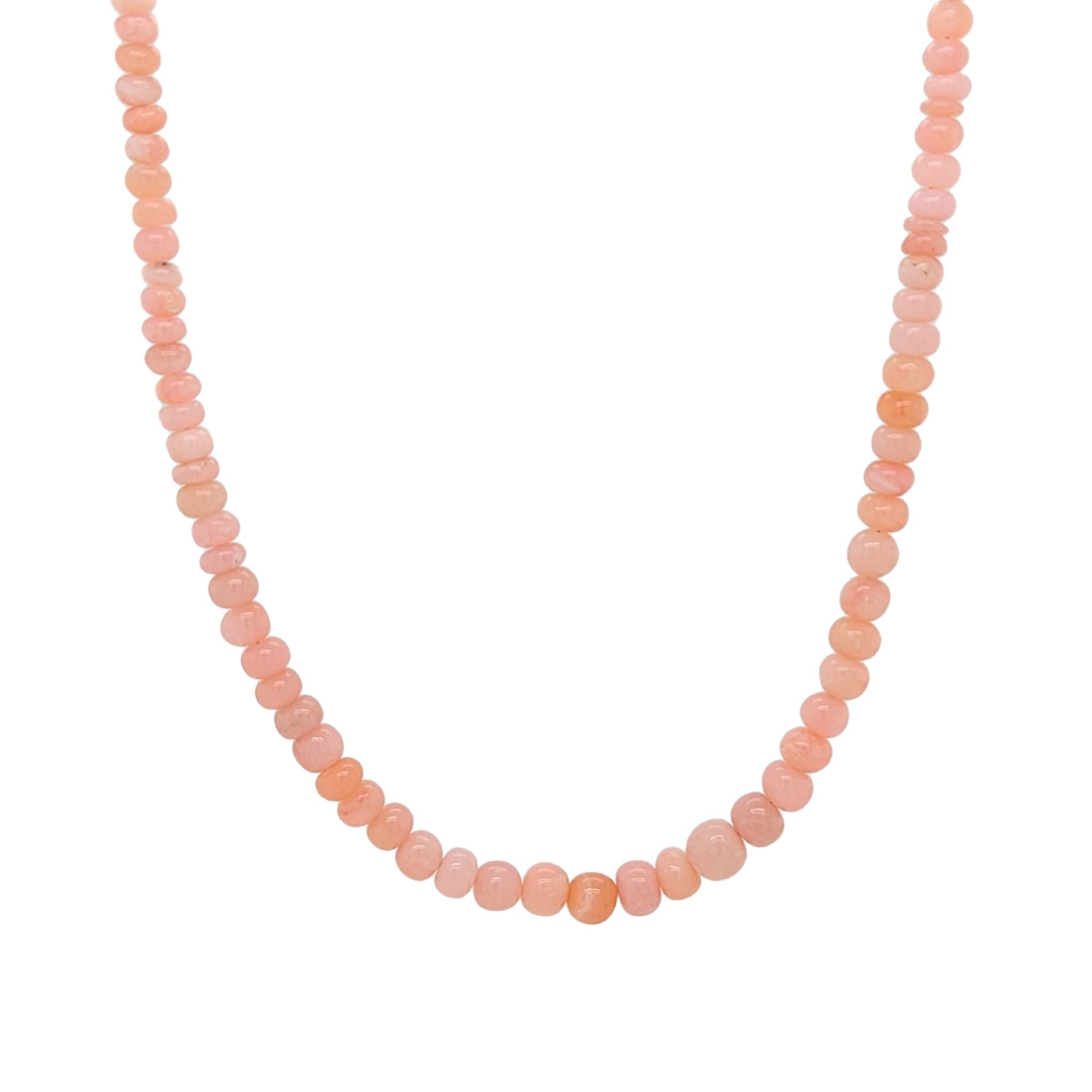 Pink Opal Bead Necklace with Sterling Silver Clasp