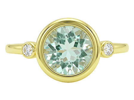 14K YG 1.14CT ROUND AQUAMARINE