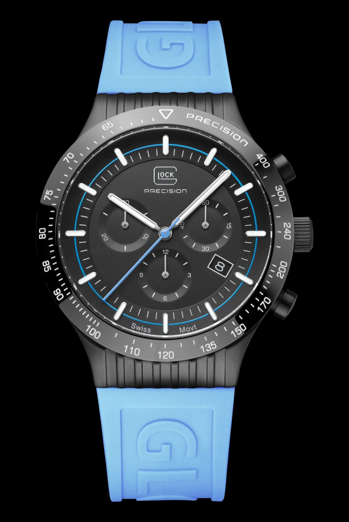 LIGHT BLUE SILICONE 43MM BLACK