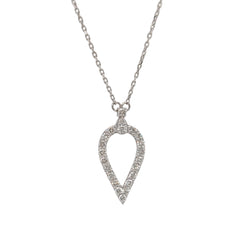 14K White Gold Diamond Geometric Drop Necklace