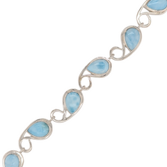 Sterling Silver Pear Shape Larimar Bracelet 8"