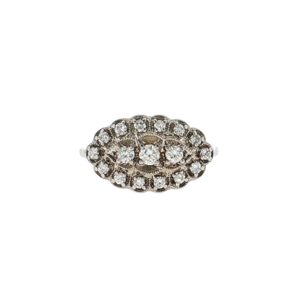 Estate 14kt White Gold Art Deco Navette .35ctw Ring