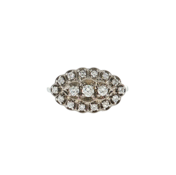 Estate 14kt White Gold Art Deco Navette .35ctw Ring
