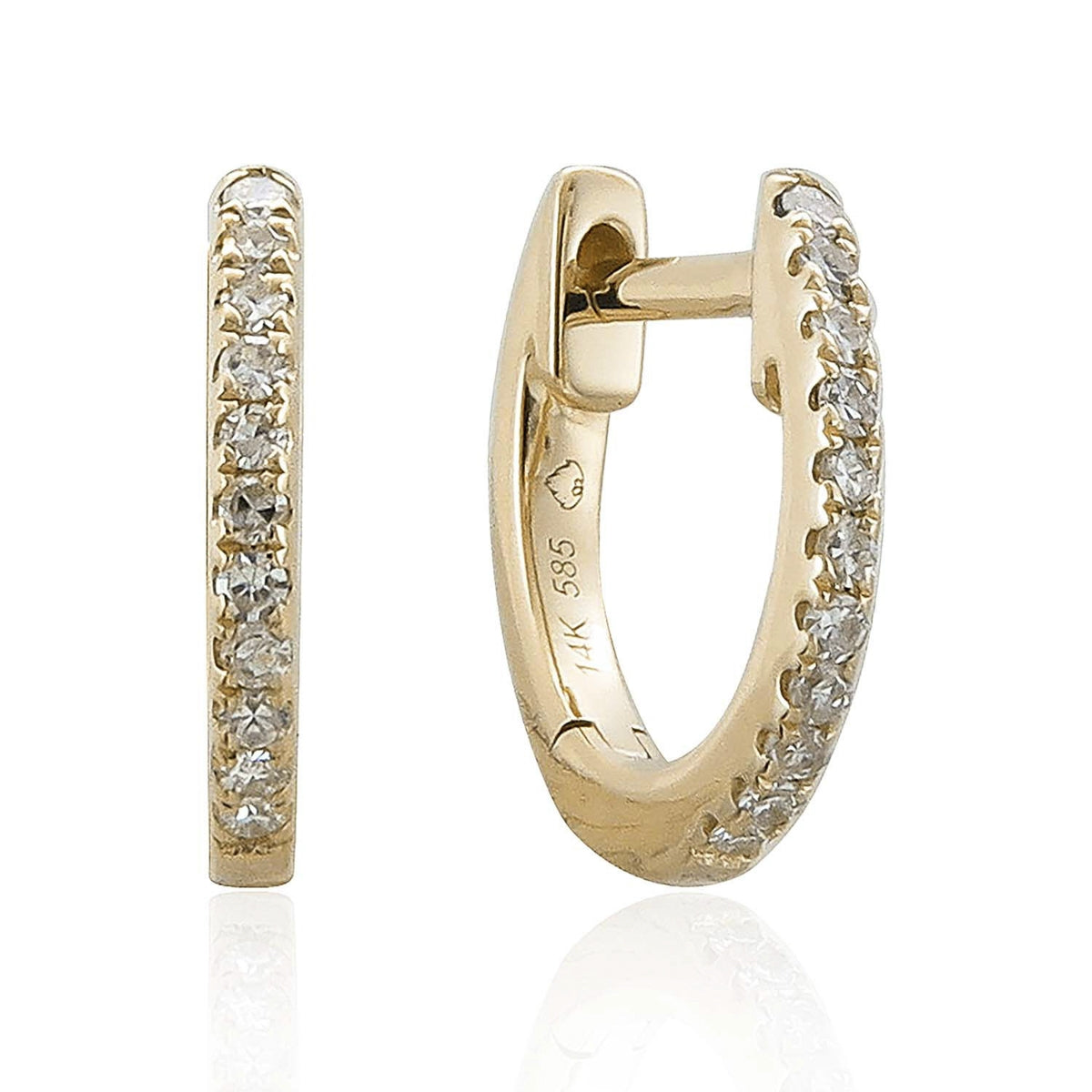 14K Yellow Gold Petite Diamond Huggies .06CTW