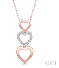 10K Rose Gold Triple Heart Diamond Pendant