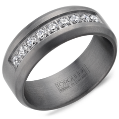 Men's Tantalum 8MM Tantalum Diamond Ring with Sandpaper Finish Size 10