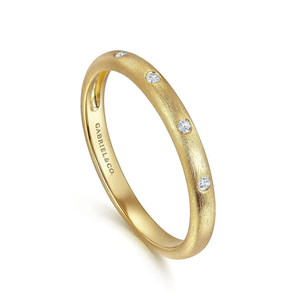 14K Yellow Gold Satin Finish Gypsy Set Ring