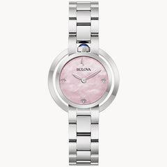 Bulova Stainless Pink Mother of Pearl Clover Watch 96L338