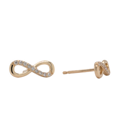 14KT Yellow Gold Diamond Infinity Stud Earrings